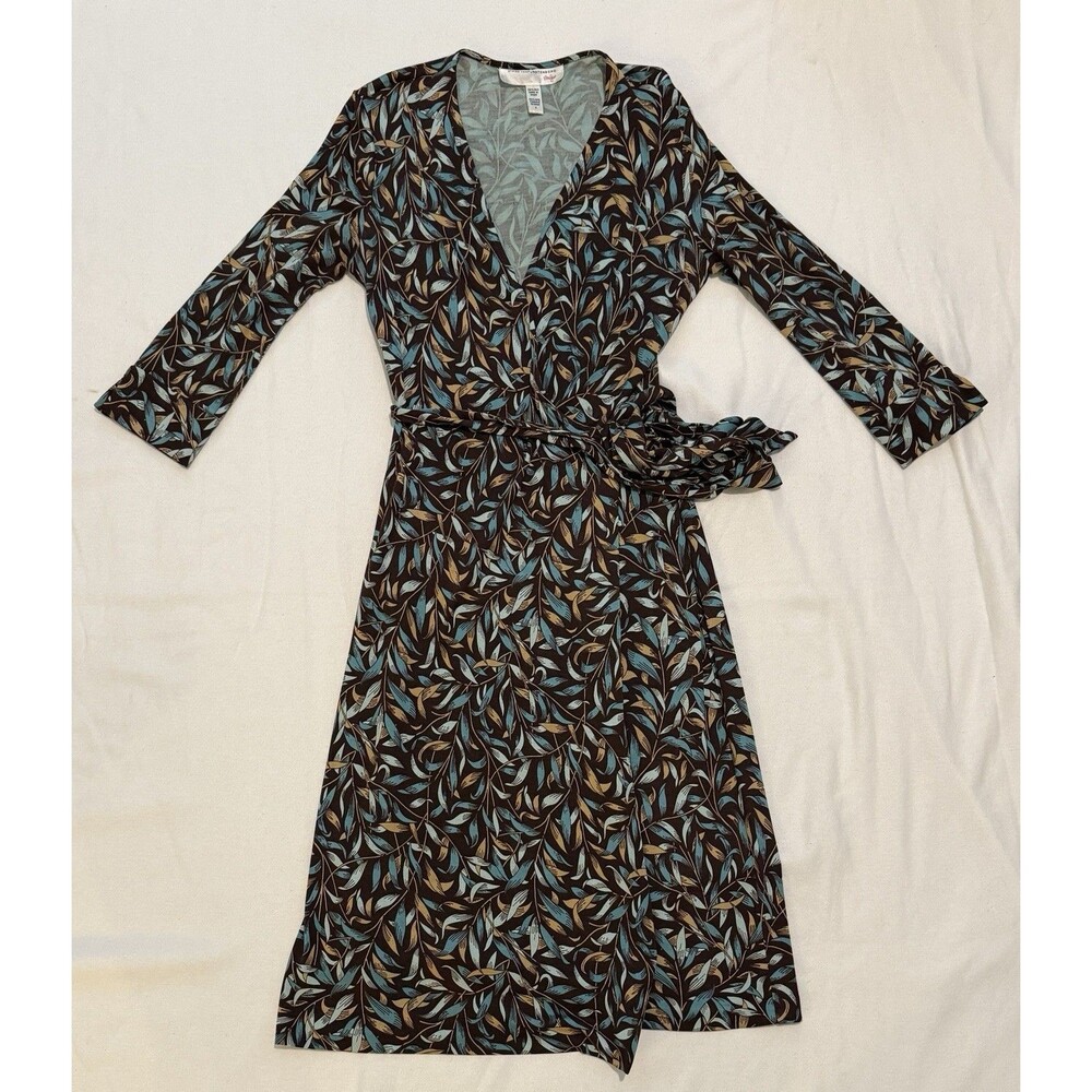 Diane von Furstenberg Vintage 100% Silk Wrap Dress Size 4 Brown TImeless